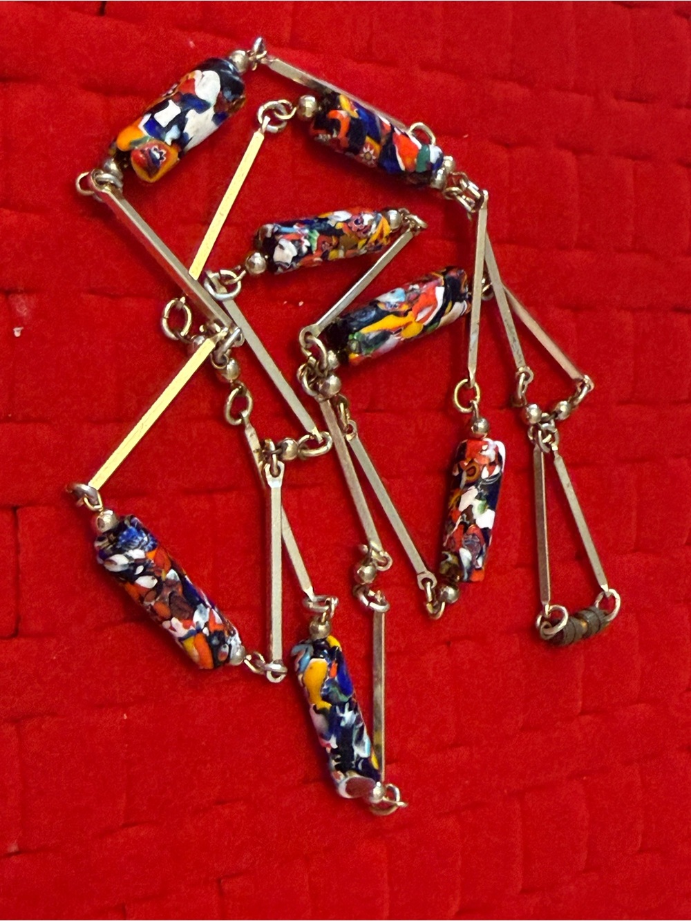 Multicolor Murano Glass Bead Link Necklace - Women Jewelry